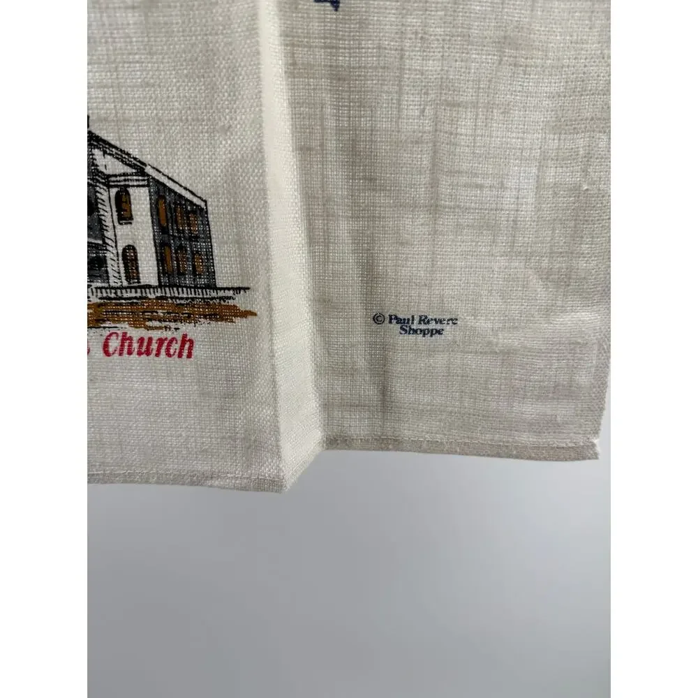 Vintage Revere Ware Boston Tea Towel Paul Revere Americana Linen 26 x 16